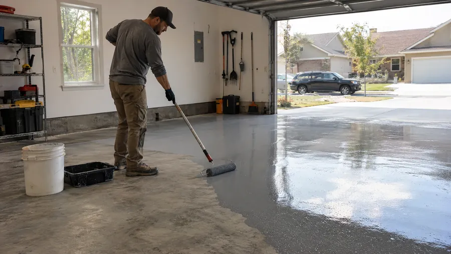 Coating application stage of the floor coating process
